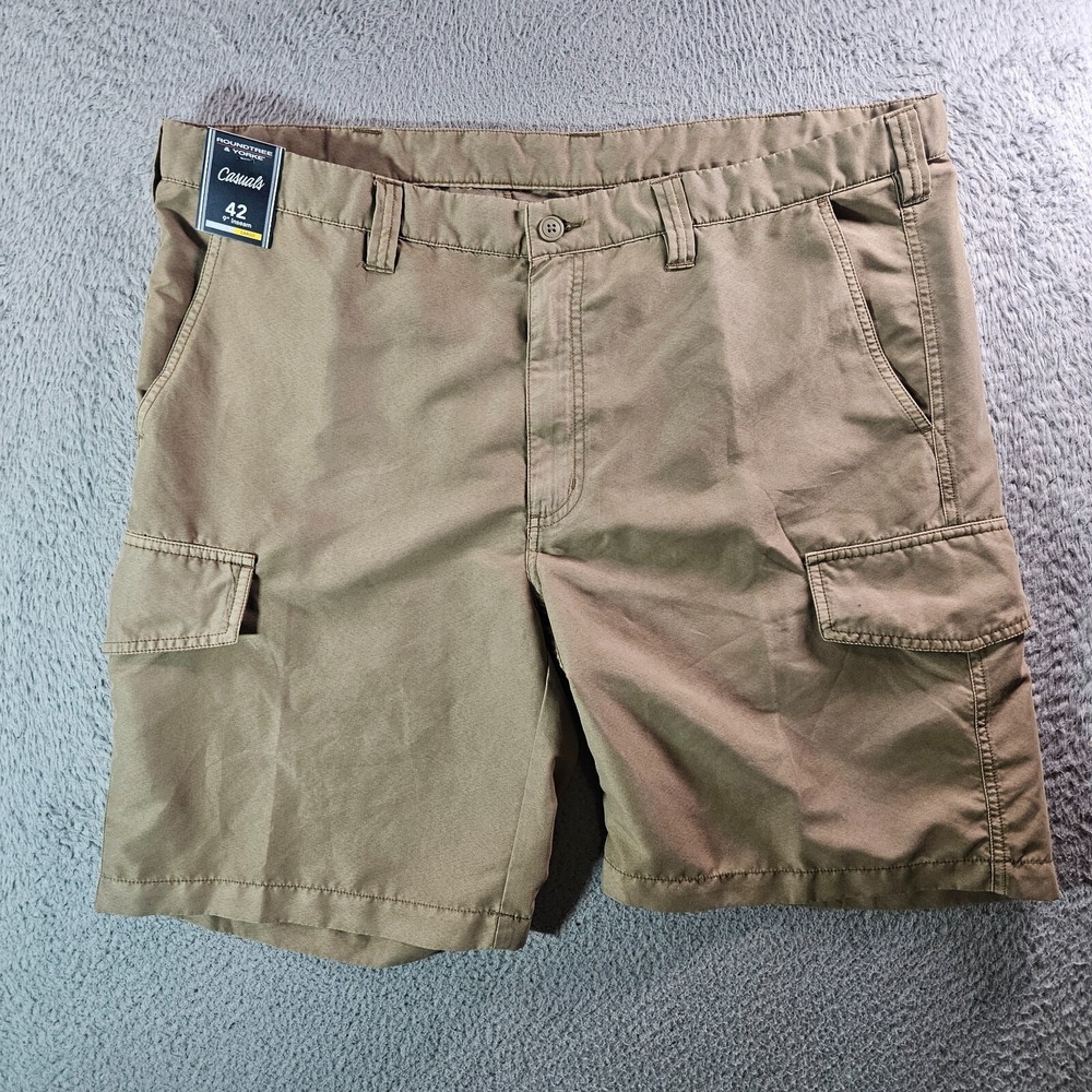 NWT Roundtree &‎ Yorke Cargo Shorts Men 42 x 9" Straight Lightweight Khaki